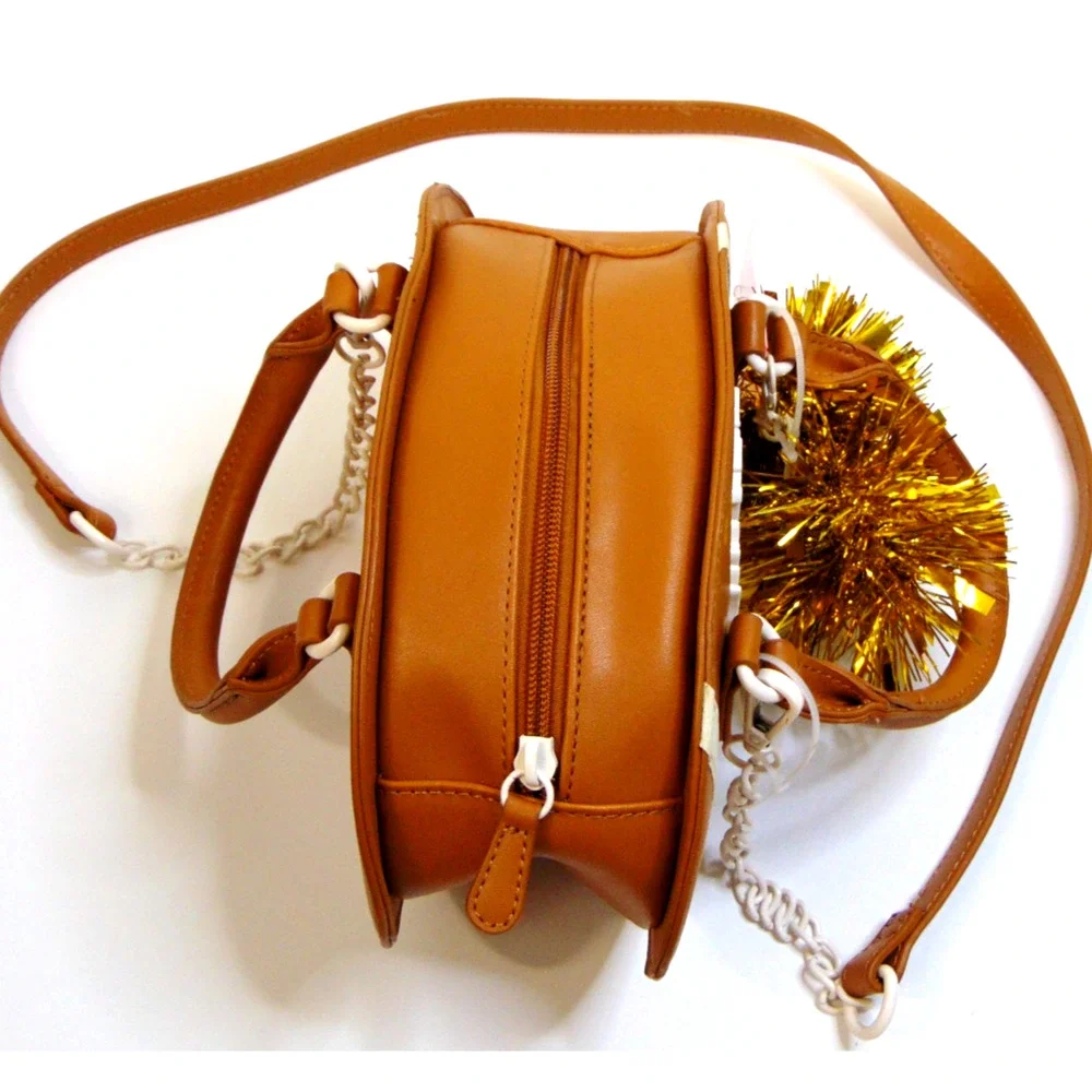 Betsey Johnson Football Bag Brown & White Mini Satchel Luv Betsey Novelty Purse - Picture 6 of 16
